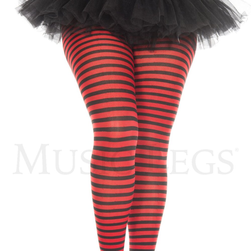 Red and Black Striped Tights Pantyhose Halloween Costume Hosiery Queen Size